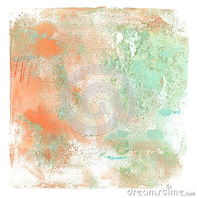 Art Abstract color acrylic and watercolor monotype painting. Gel printing plate. Canvas texture background. Isolated on white Stock Photo