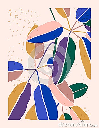 Art Abstract Monstera Leaves Collage in a Minimal Trendy Style. Houseplants Silhouette in a Contemporary Simple Style Vector Illustration
