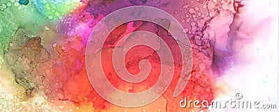 Art Abstract paint blots background. Alcohol ink colors. Marble texture. Horizontal long banner Stock Photo