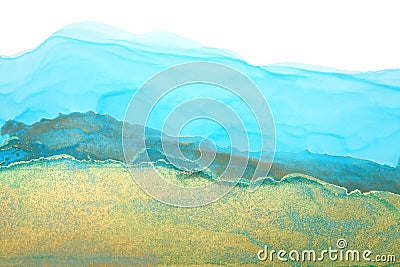 Art Abstract painting blots landscape horizontal background. Alcohol ink colors. Marble texture Stock Photo
