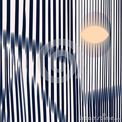 art art abstractionism vertical lines blue on a contrasting background with the sun moon zebra Stock Photo