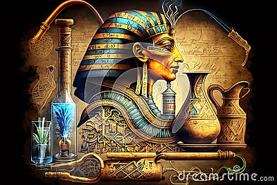 The art of ancient Egypt, paintings, frescoes. Stock Photo