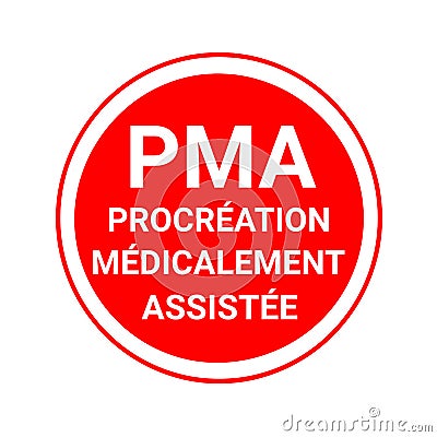 ART, Assisted reproductive technology symbol, called PMA, procreation medicalement assistee in french language Cartoon Illustration