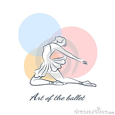 Art of the ballet logo with ballerina Vector Illustration