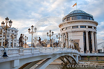 Art bridge in Skopje Stock Photo