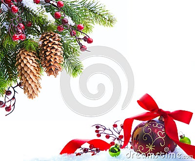 Art Christmas tree sheltered snow Stock Photo