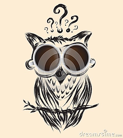 Art coffee owl business question drawn icon symbol vector idea. Vector Illustration