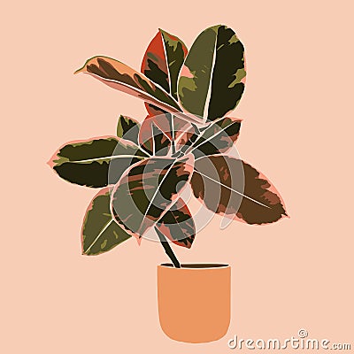 Art collage plant Tropical ficus leaves in a minimal trendy style. Silhouette of a plant. Vector illustration Vector Illustration