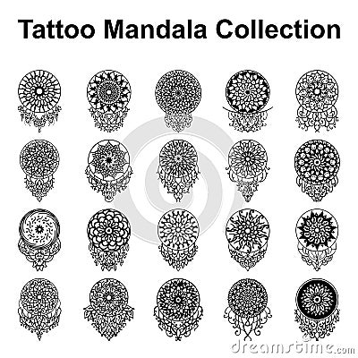 Art collection ornamental ethnic mandala. Floral art can be used for coloring book kids Vector Illustration