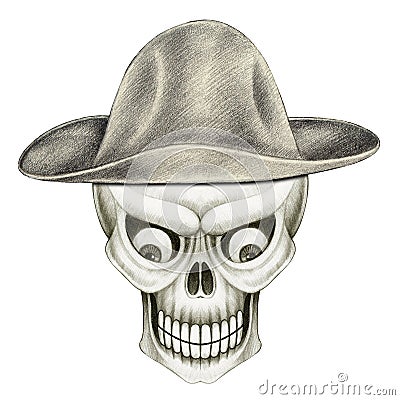 Art cowboy skull. Stock Photo