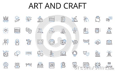 Art and craft line icons collection. Smartph, Dialing, Texting, Calling, Wireless, Signal, Apps vector and linear Vector Illustration