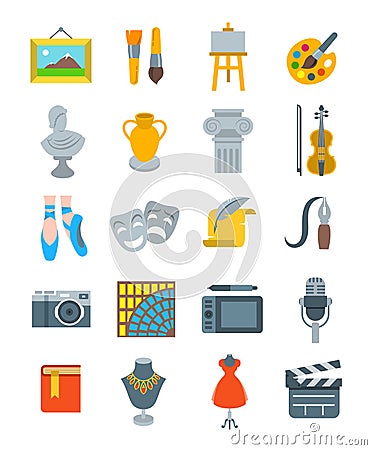 Art and crafts flat vector icons set Vector Illustration