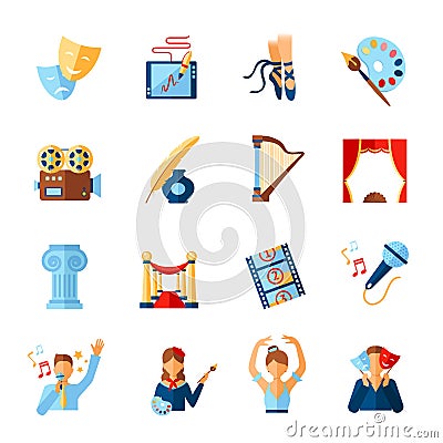 Art And Culture Icons Set Vector Illustration