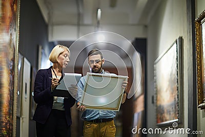 Art Curators in Museum Stock Photo