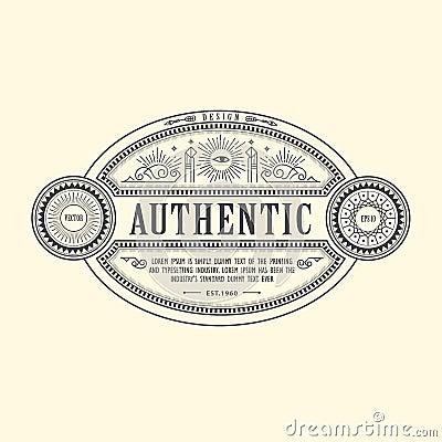 Art Deco antique frame vintage border western label hand drawn Vector Illustration