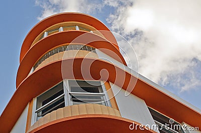 Art Deco Architecture Ocean Drive in South Beach, Miami Stock Photo