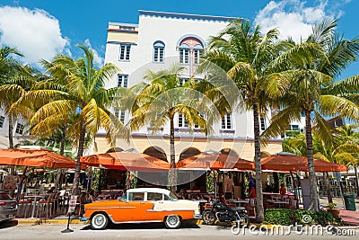 Art Deco architecture at Ocean Drive in South Beach, Miami Editorial Stock Photo