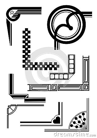 Art Deco Borders and corners vector available Vector Illustration