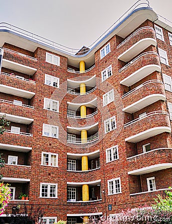 Art Deco Brick Apartment Building in London England Editorial Stock Photo