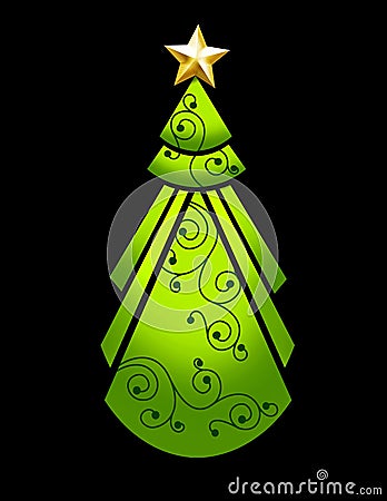 Art deco Christmas Tree Cartoon Illustration