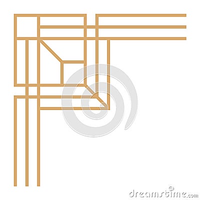 Art deco corner. Golden line border in geometric style Vector Illustration