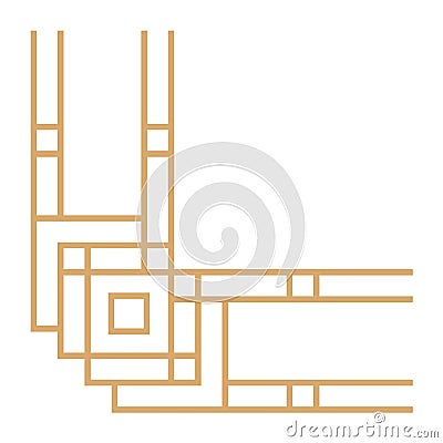 Art deco corner. Golden vintage ornamental border Vector Illustration