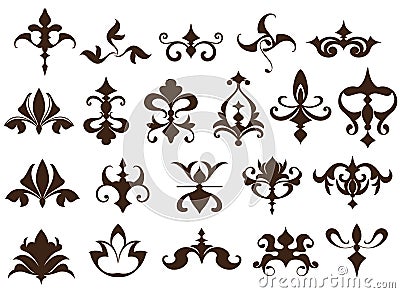 Art deco design elements of vintage ornaments and borders corners of the frame Isolated art nouveau flourishes Simple elements Vector Illustration