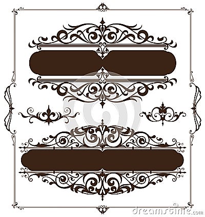 Art deco design elements of vintage ornaments and borders corners of the frame Vector Illustration