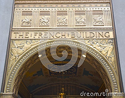 Art deco facade at The Fred F. French Building in Manhattan Editorial Stock Photo