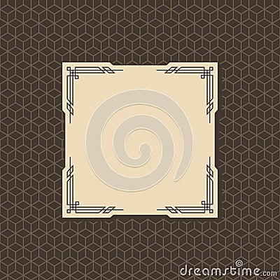 Art deco frame. Artwork graphic pattern culture. Orante wedding invintation. Vintage retro style banner or label design Vector Illustration