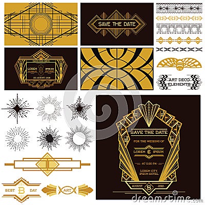 ART DECO OR GATSBY Party Set Vector Illustration