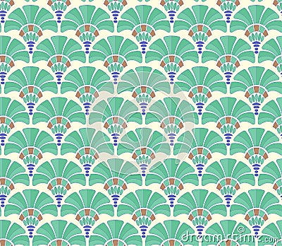 Art Deco Gatsby Vintage Style Pattern Design with Fans Vector Illustration