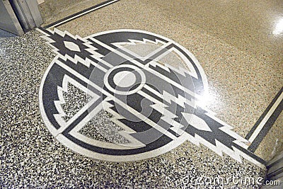 Art deco inlays in the floors of Hoover Dam by Allen Tupper True based on Southwestern Indian tribe designs, Hoover Dam, Arizona, Editorial Stock Photo