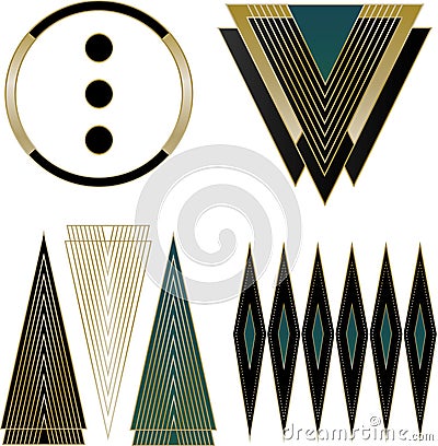 Art Deco Logos and Design Elements Vector Illustration