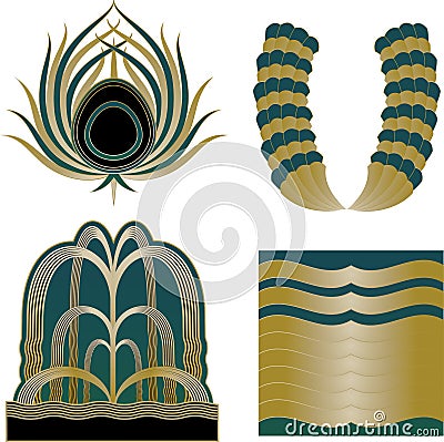 Art Deco Logos and Design Elements Vector Illustration