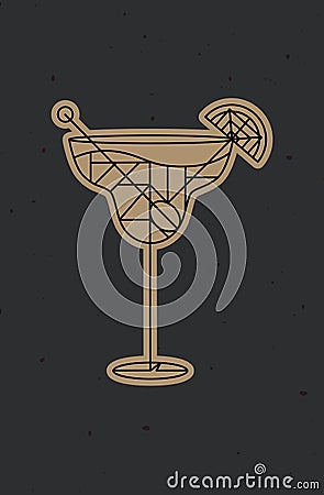 Art deco margarita cocktail powder dark Vector Illustration