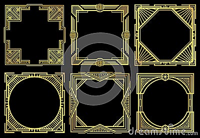 Art deco nouveau border frames in 1920s style vector set Vector Illustration