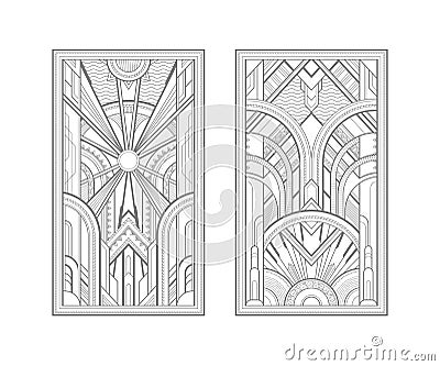 Art deco panels isolated on white background Vector Illustration