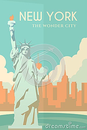 Art Deco poster. New York. Vector Illustration