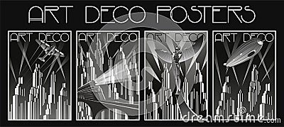 Art Deco Posters Vector Set Vector Illustration