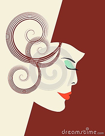 Art Deco Profile of a Beautiful Woman Vector Illustration