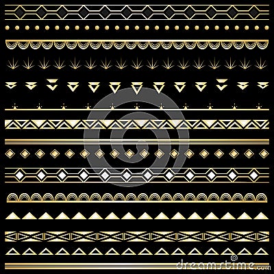 Art deco set of borders Vector Illustration