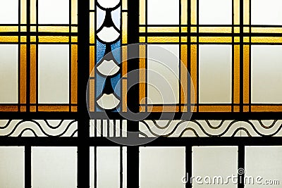 Art Deco Stained Glass Detail Stock Photo