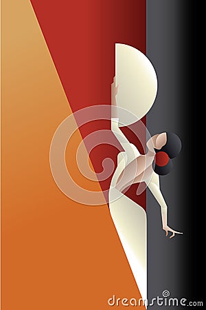 Art Deco styled Spain Flamenco dancer Vector Illustration