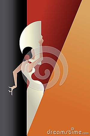 Art Deco styled Spain Flamenco dancer Vector Illustration