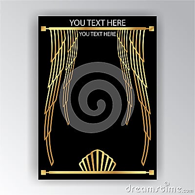 Art Deco template golden-black, A4 page, menu, card Vector Illustration