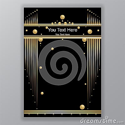 Art Deco template golden-black, A4 page, Vector Illustration