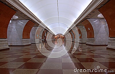 Art deco underground metro station in Moscow Stock Photo