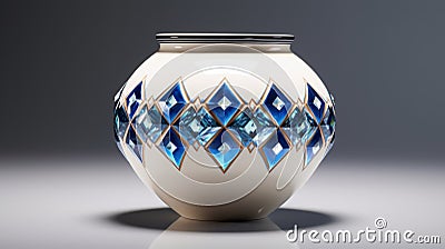 Art Deco Vase With Photorealistic Renderings And Indigenous Motifs Stock Photo