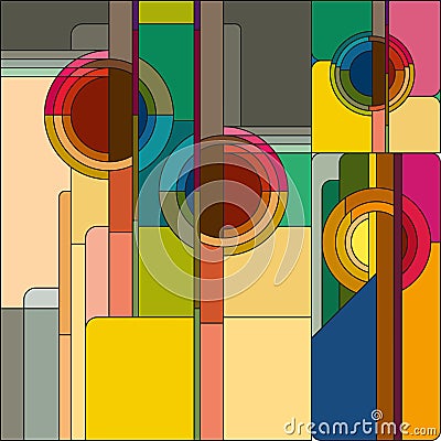 Art deco vector colored geometric pattern. Art deco stained glass pattern. Vector Illustration